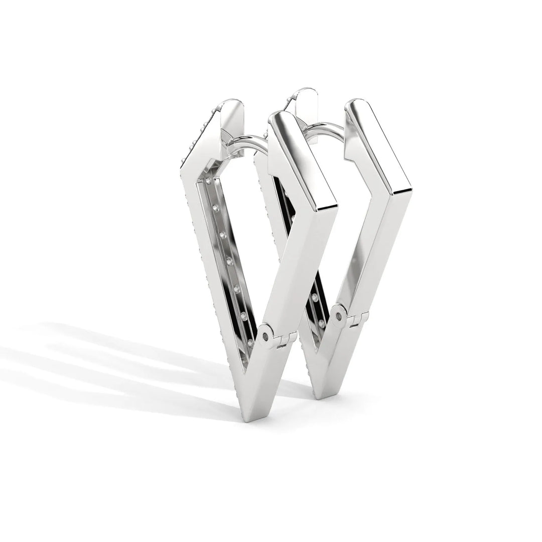 Sparkle Chic Pentagon Hoop Silver Earrings  – Heera One