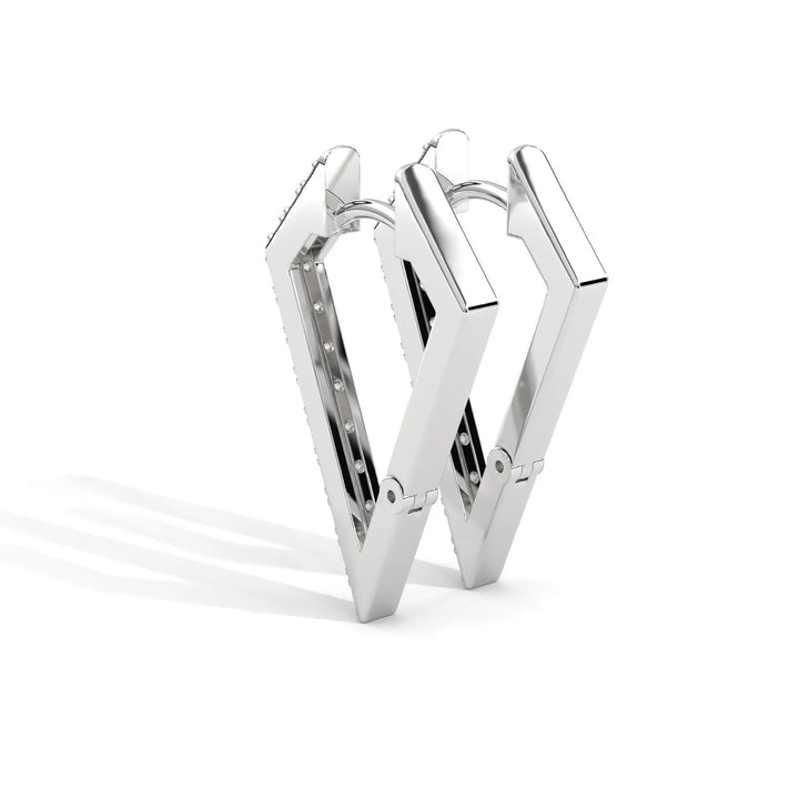 Sparkle Chic Pentagon Hoop Silver Earrings  – Heera One