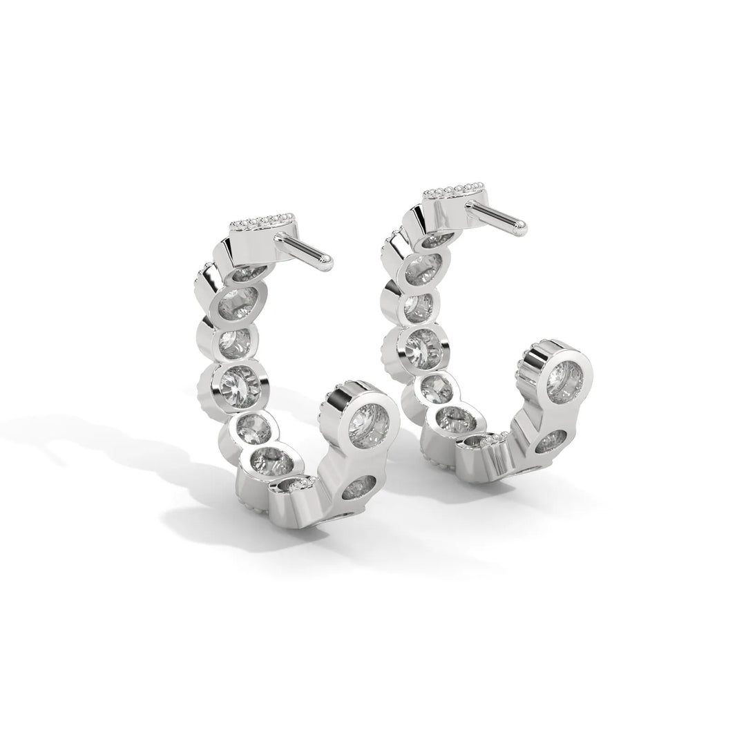 Glitter Bezel Set Diamond Silver Cuffs  – Heera One