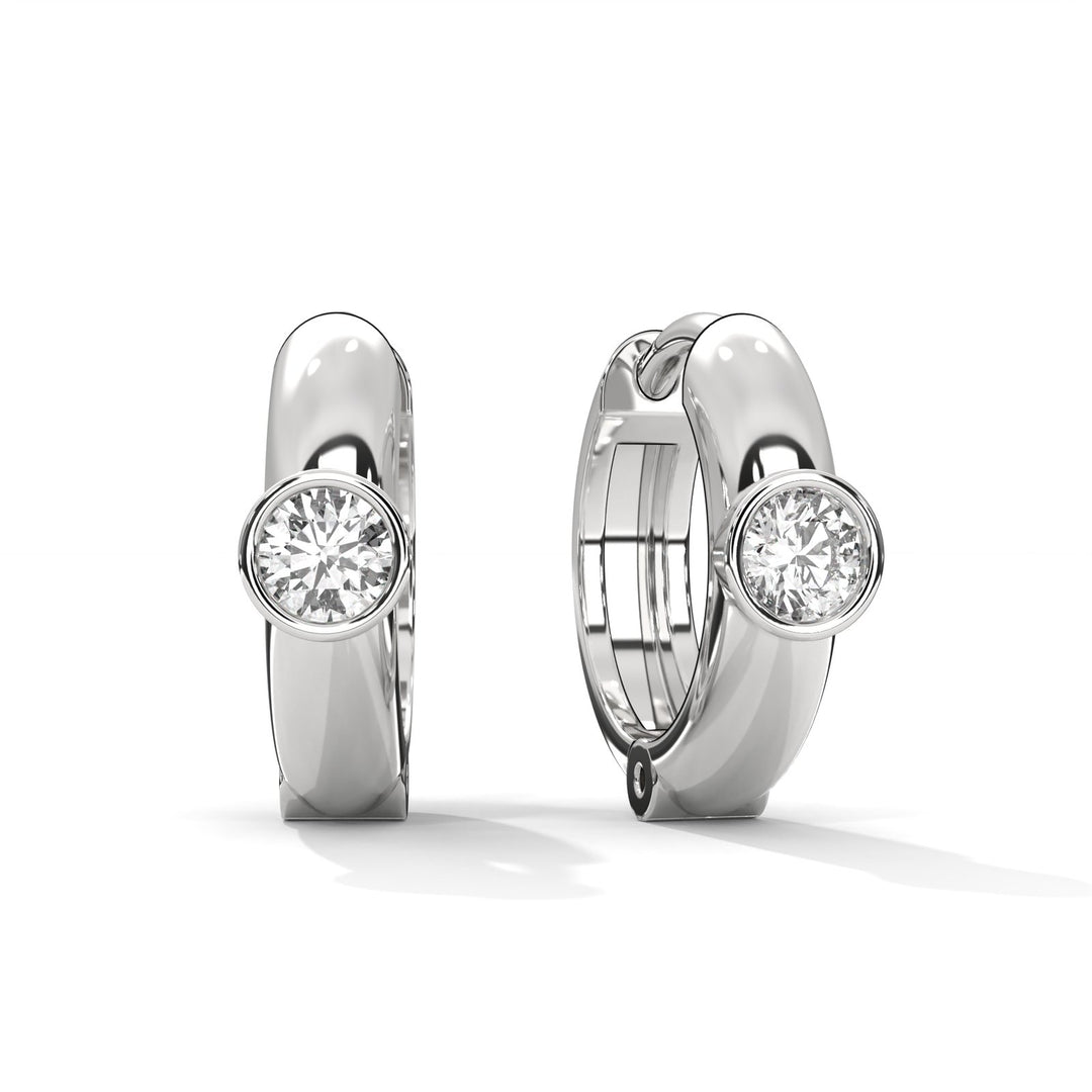 Bezel set diamond huggie earrings