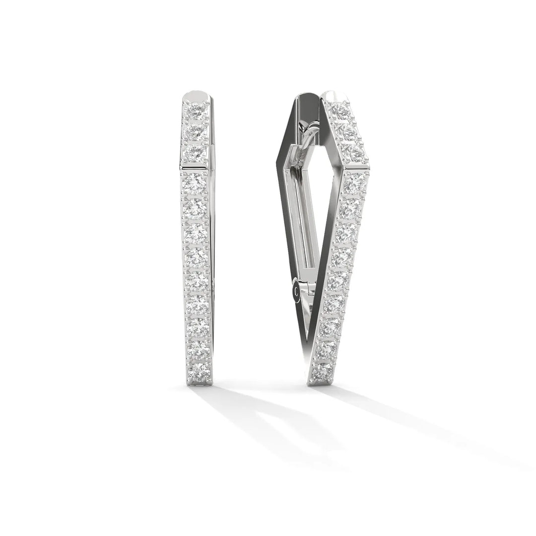 Chic Pentagon Hoop Silver Earrings  – Heera One
