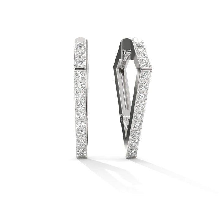 Chic Pentagon Hoop Silver Earrings  – Heera One