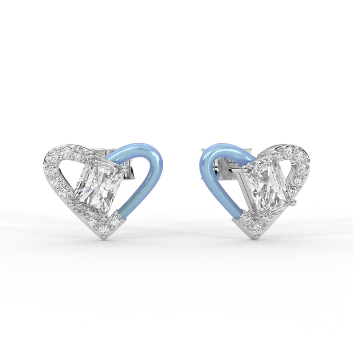 Glitter Heart Full Of Emerald Silver Earrings – Heera One
