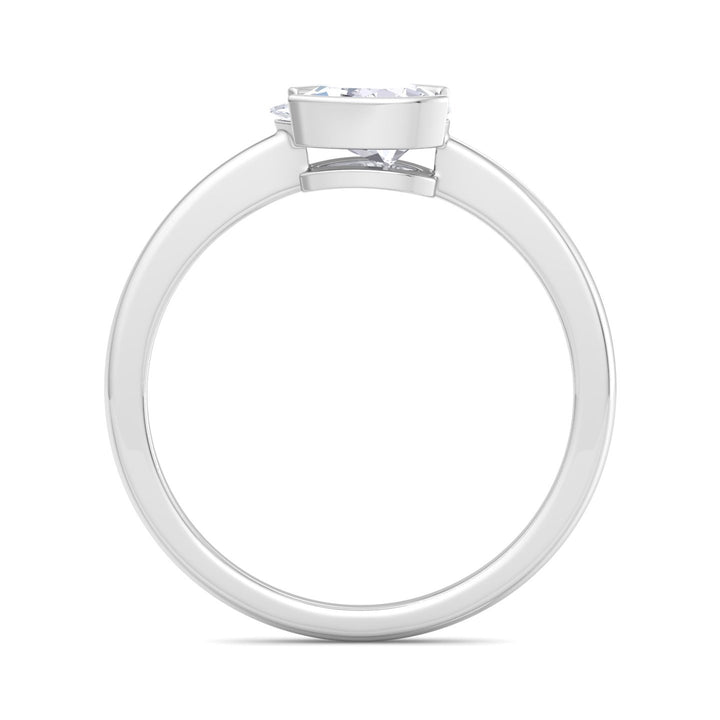 Teardrop east-west half bezel engagement ring