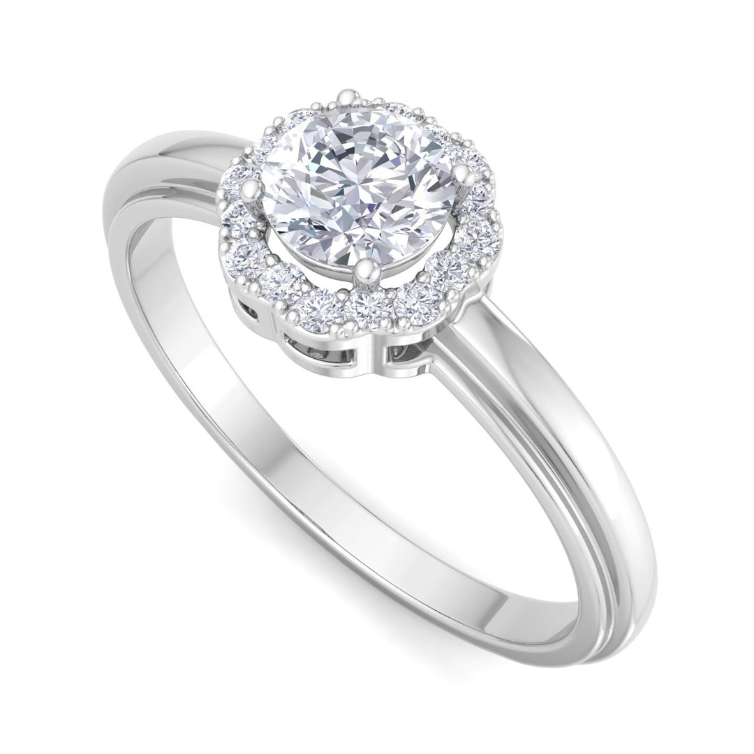 Solitaire stone round engagement ring