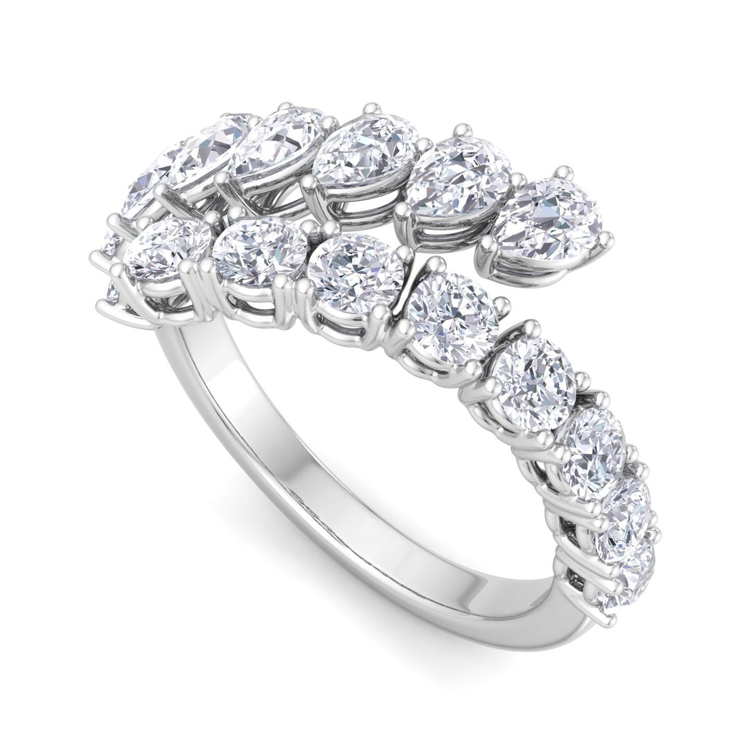 Open Diamond Wrap Ring Round and Pear