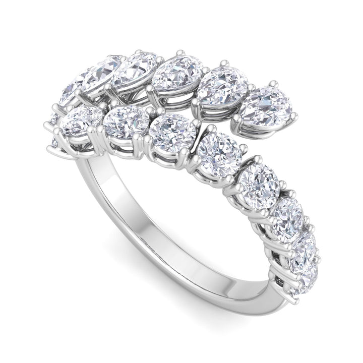 Open Diamond Wrap Ring Round and Pear