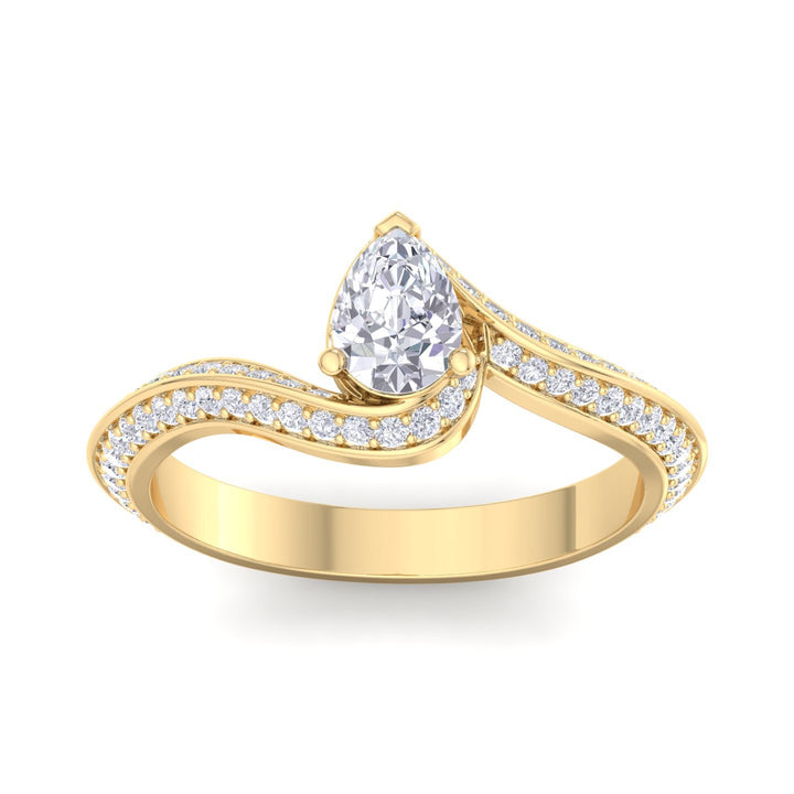 Wavy Halo Pear Engagement Ring