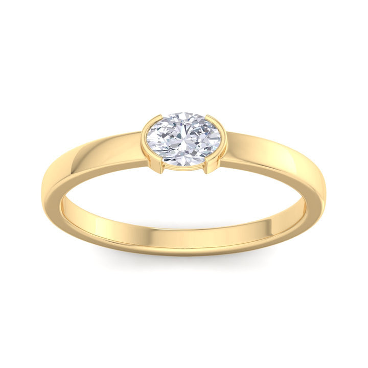 oval diamond east-west hald bezel engagement ring