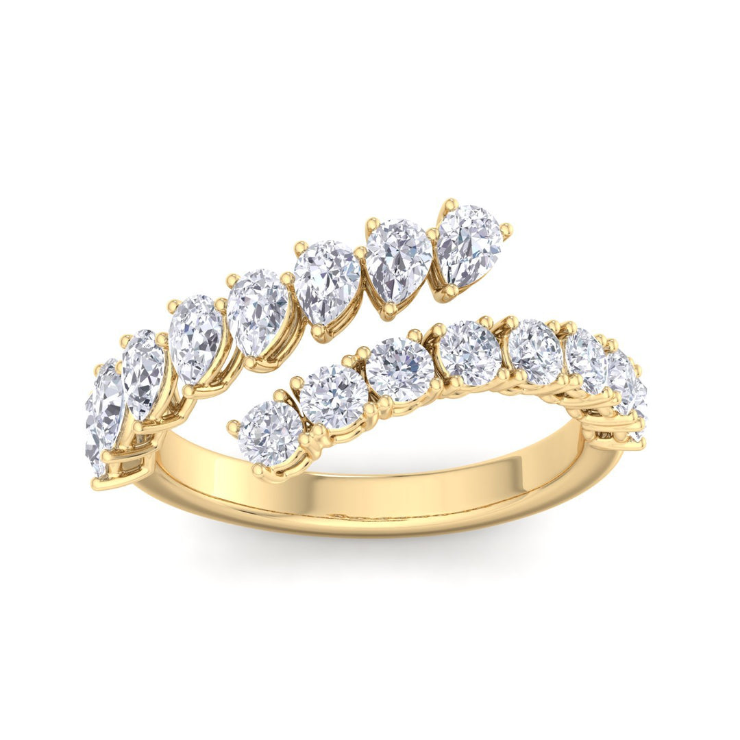 Open Diamond Wrap Ring Round and Pear