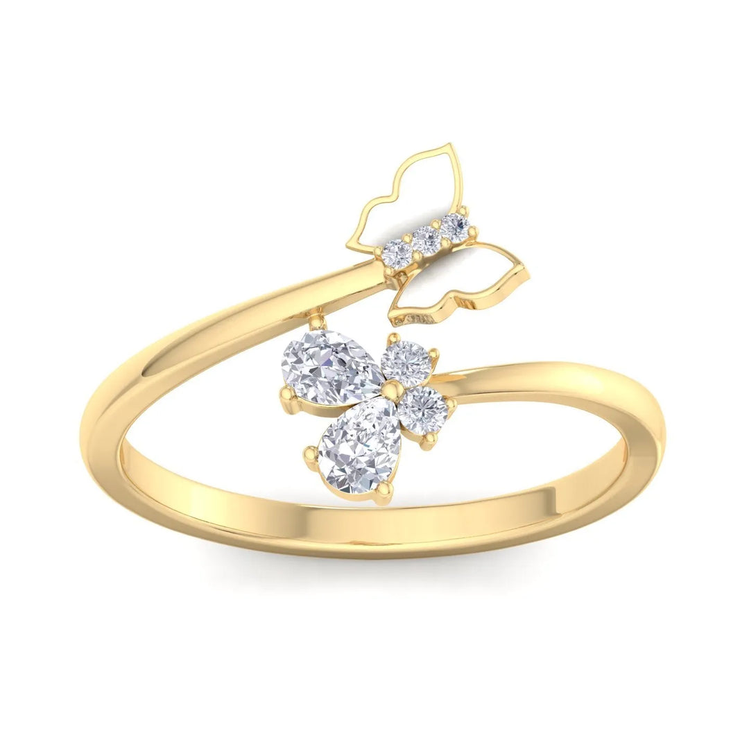 Sleek Butterfly Diamond Gold Ring  – Heera One