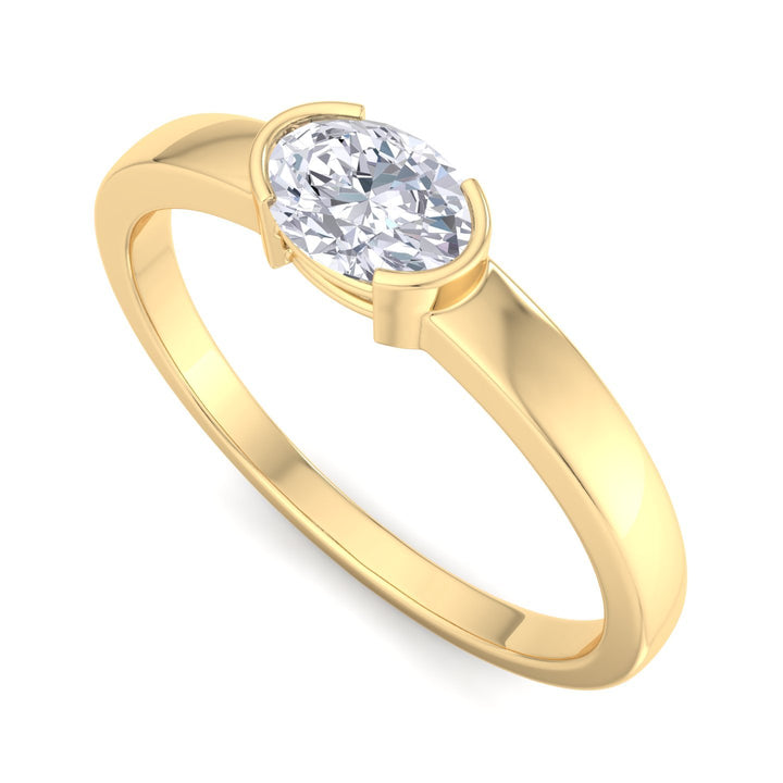 oval diamond east-west hald bezel engagement ring