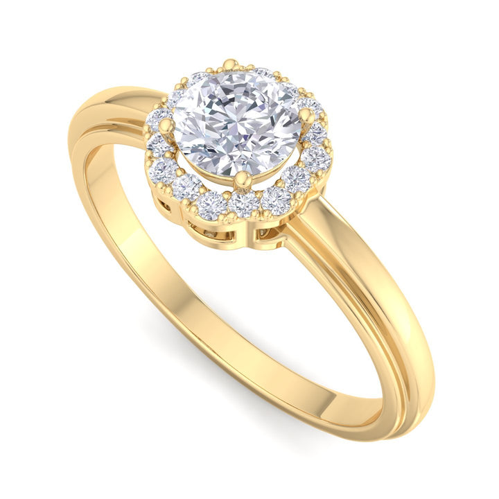 Solitaire stone round engagement ring