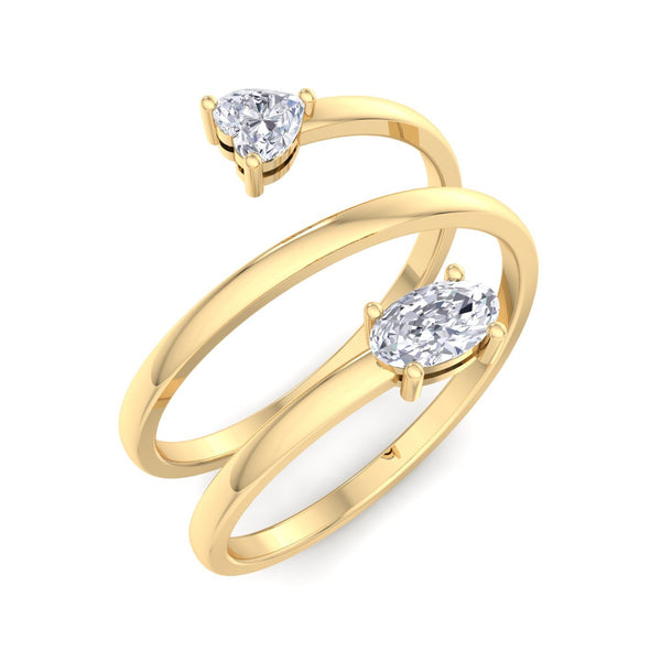 Oval-Heart Open Diamond Ring