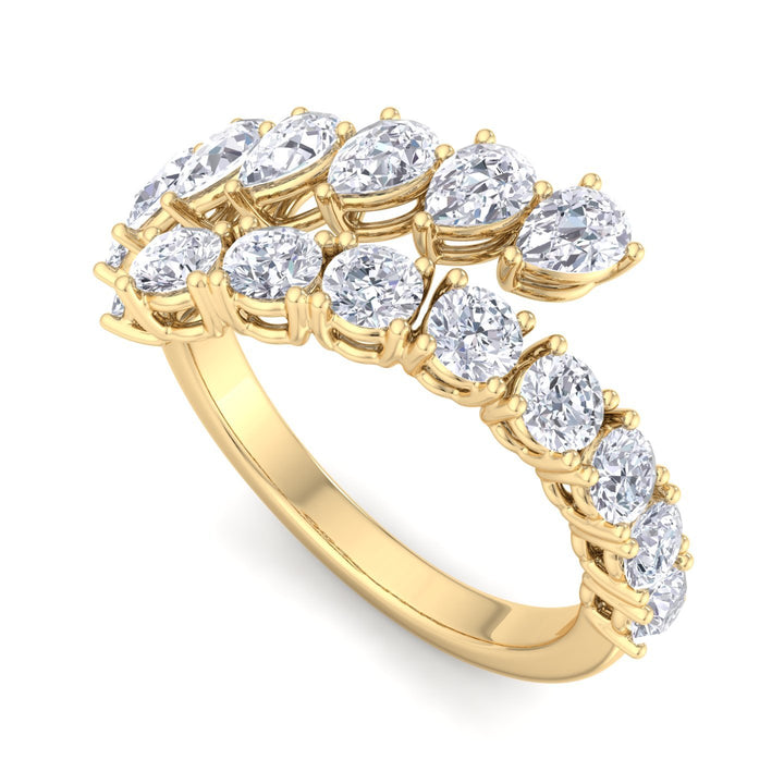 Open Diamond Wrap Ring Round and Pear