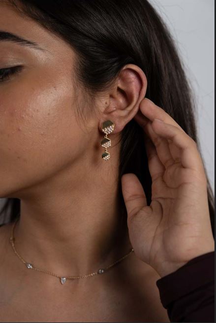Glimmering Hive Diamond Earrings