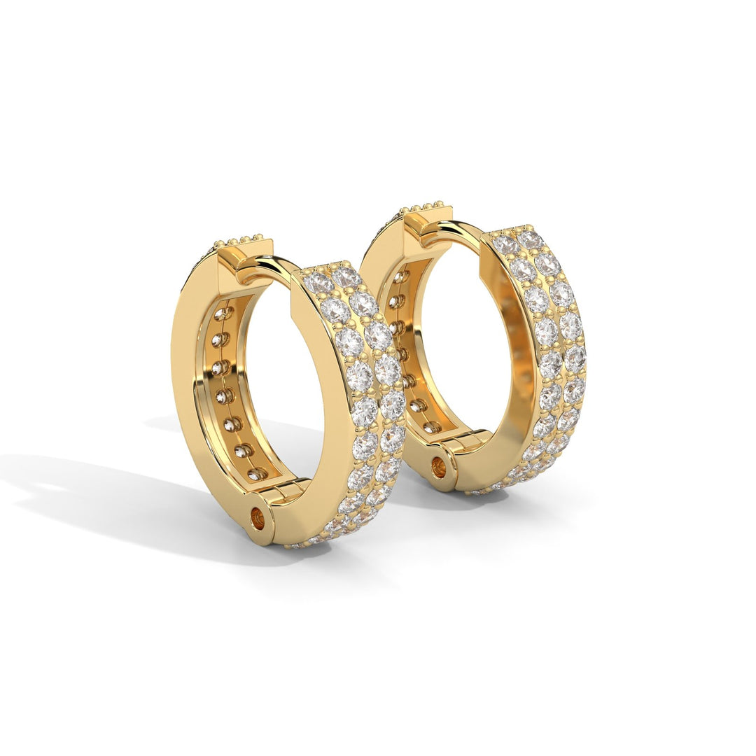 Double-line diamond huggie earrings