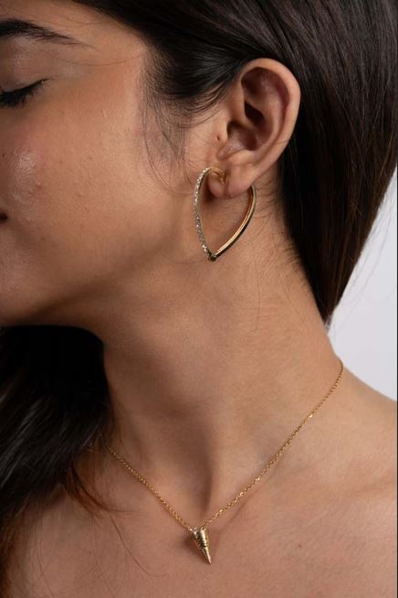 Diamond Edge Heart Earrings