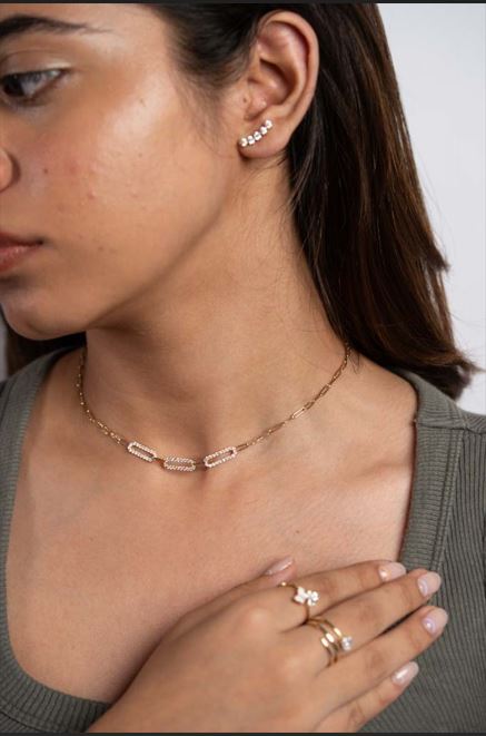 Paper-Link Diamond Necklace