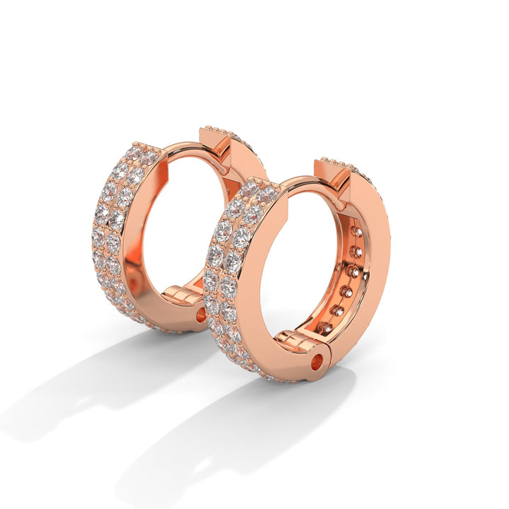 Double-line diamond huggie earrings