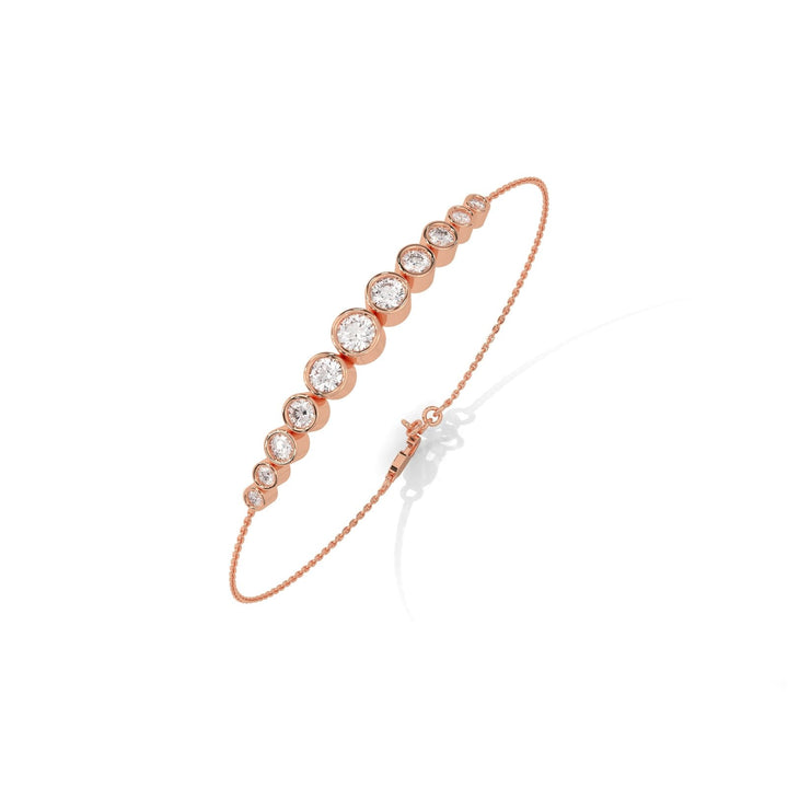 Graduated Diamond Bezel Bar Rose Gold Bracelet  – Heera One