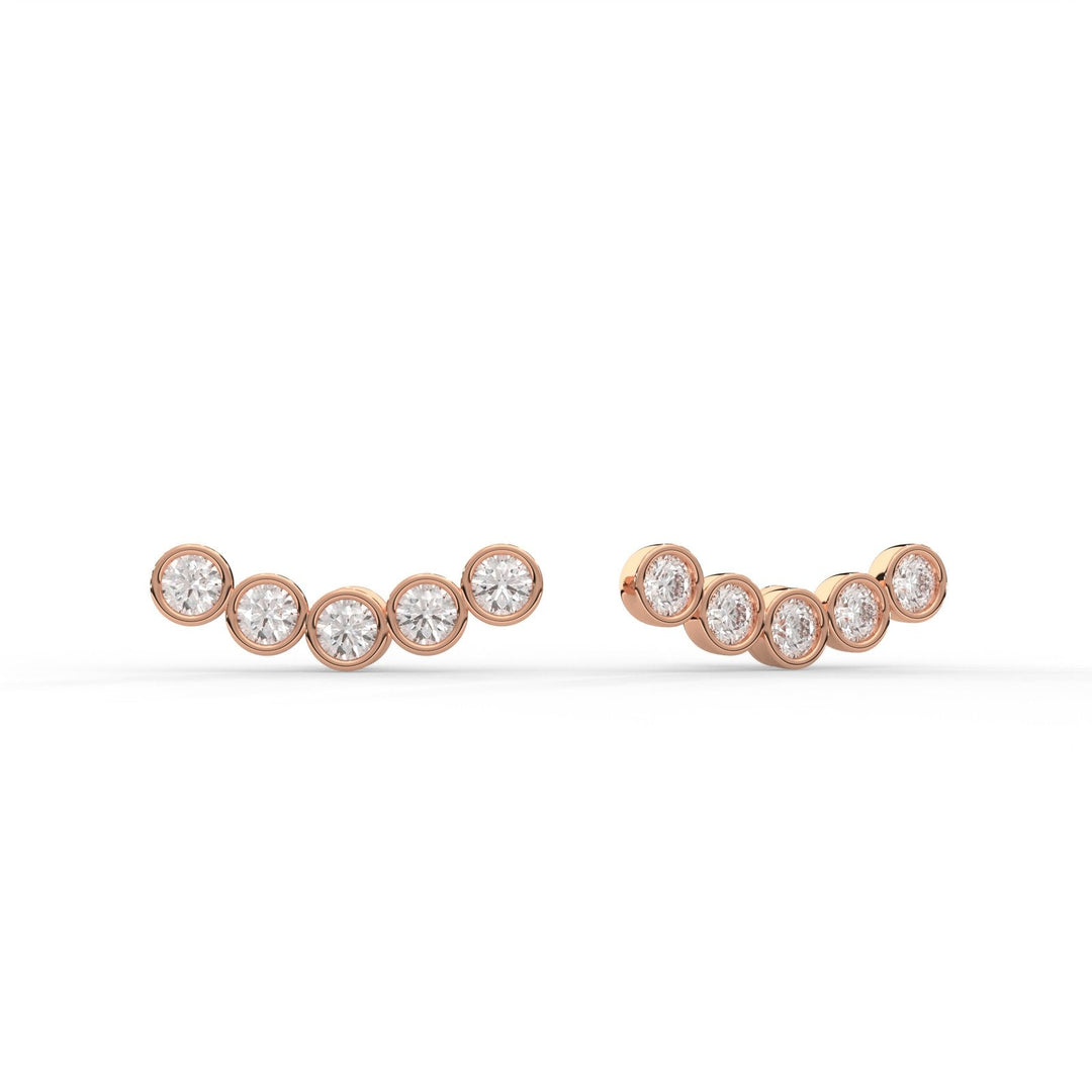 Grace Ear-Climbers Diamond Rose Gold Earrings (BEZEL SETTING)   – Heera One
