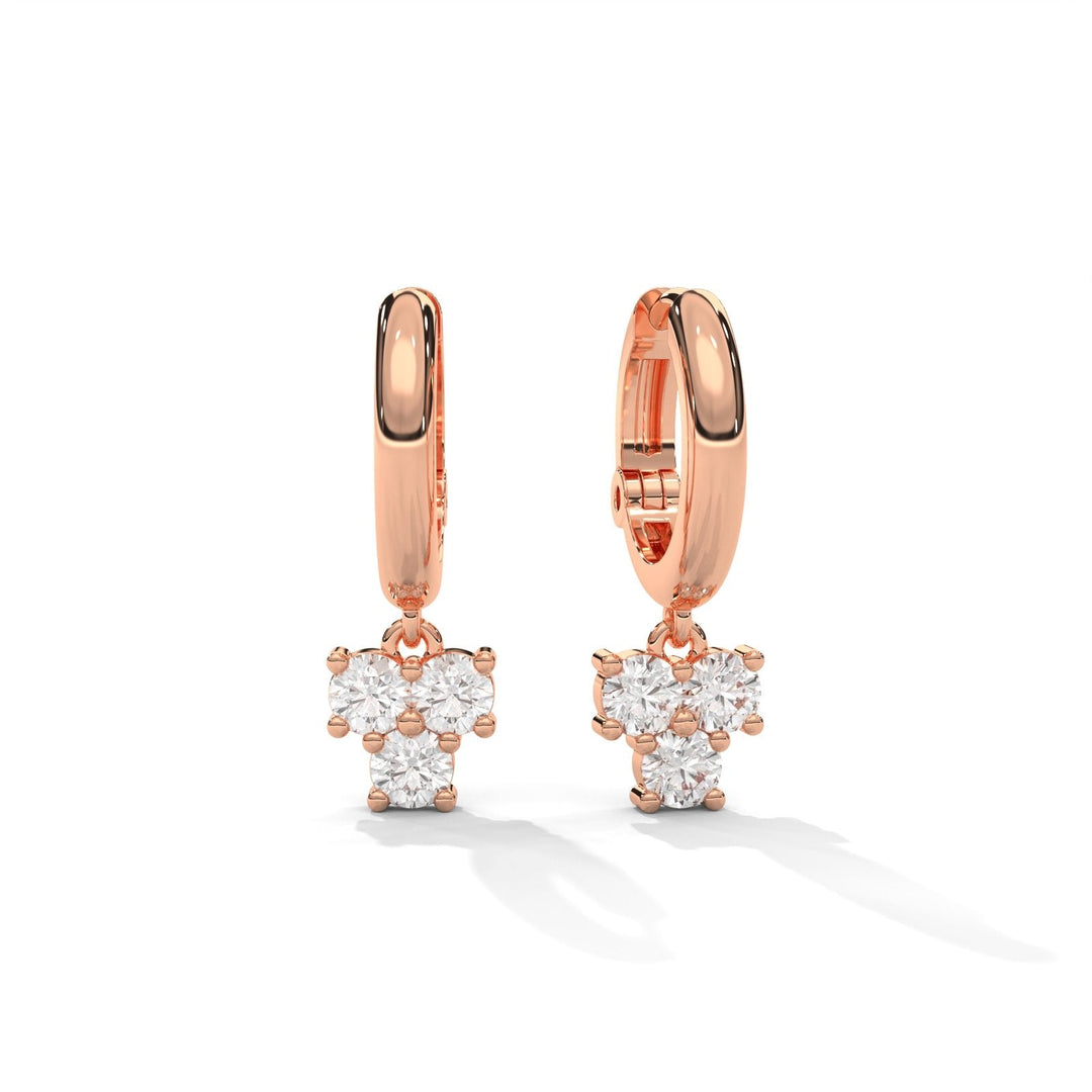Diamond Huggie Hoop Rose Gold Earrings   – Heera One