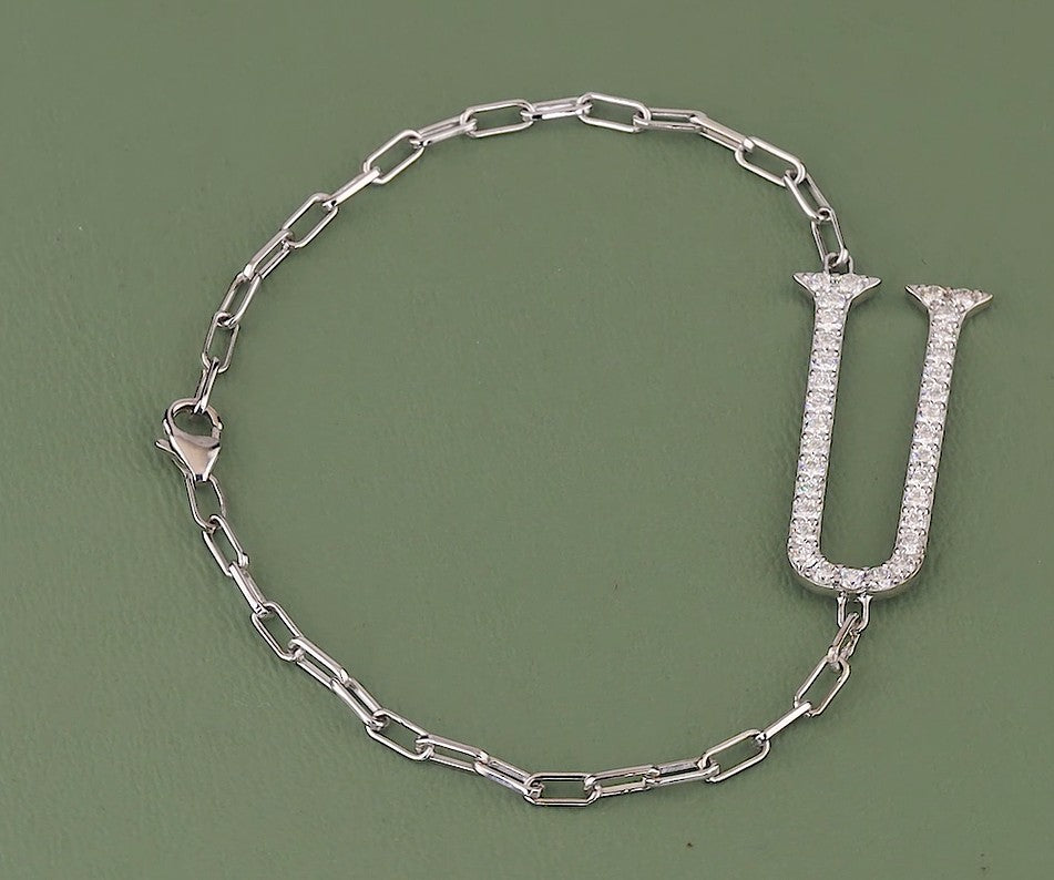 Elongated Alphabets Diamond Bracelet