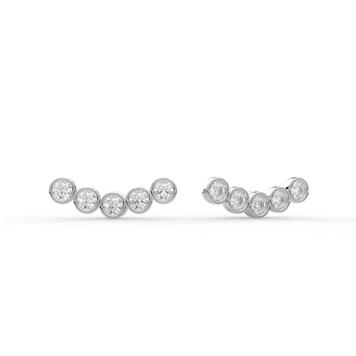 Ear-Climbers Diamond Silver Earrings (BEZEL SETTING)   – Heera One