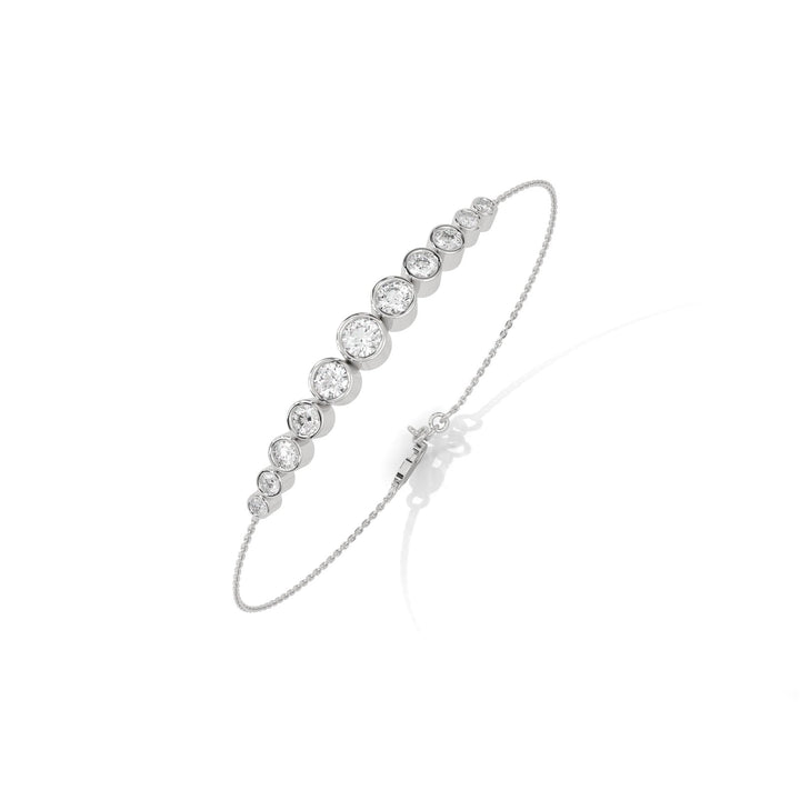 Graduated Diamond Bezel Bar Silver Bracelet  – Heera One
