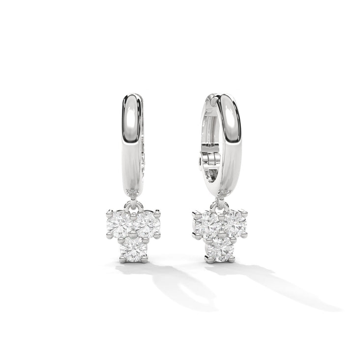 Diamond Huggie Hoop Silver Earrings   – Heera One