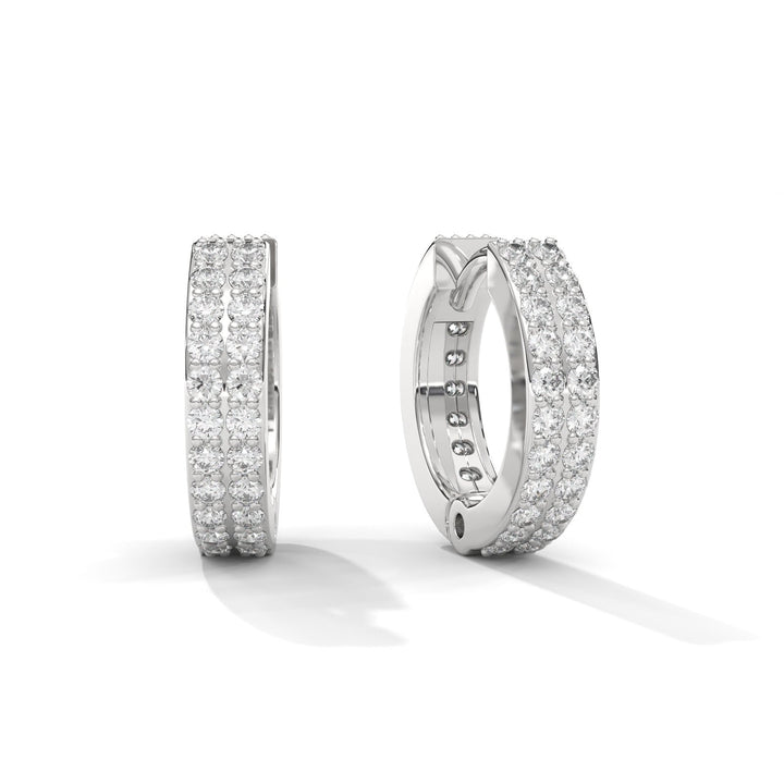 Double-line diamond huggie earrings