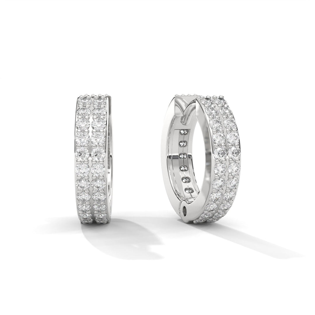 Double-Line Diamond Huggie Silver Earrings – Heera One