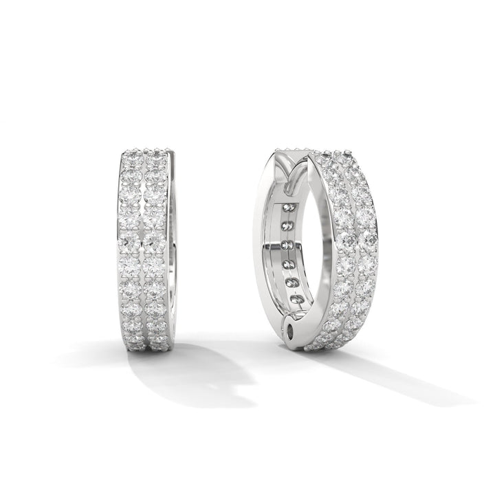 Double-Line Diamond Huggie Silver Earrings – Heera One