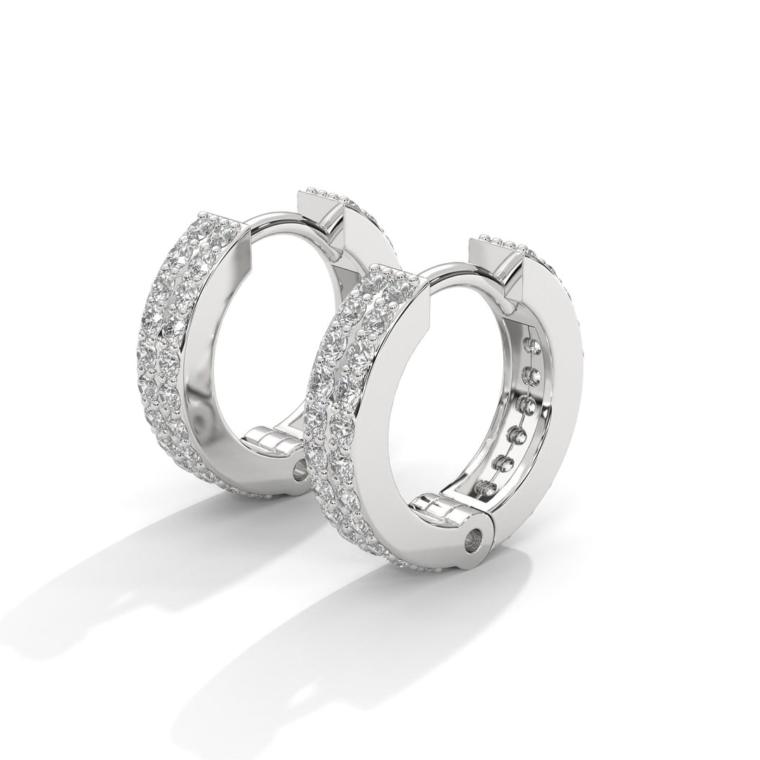 Double-line diamond huggie earrings