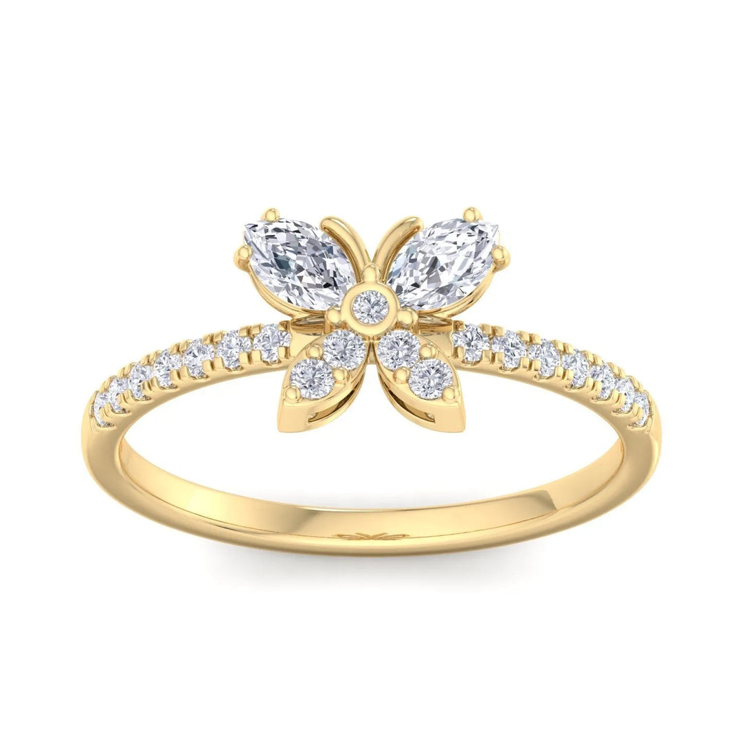 Timeless Elegance BUTTERFLY BIRTHDAY GOLD RING  – Heera One