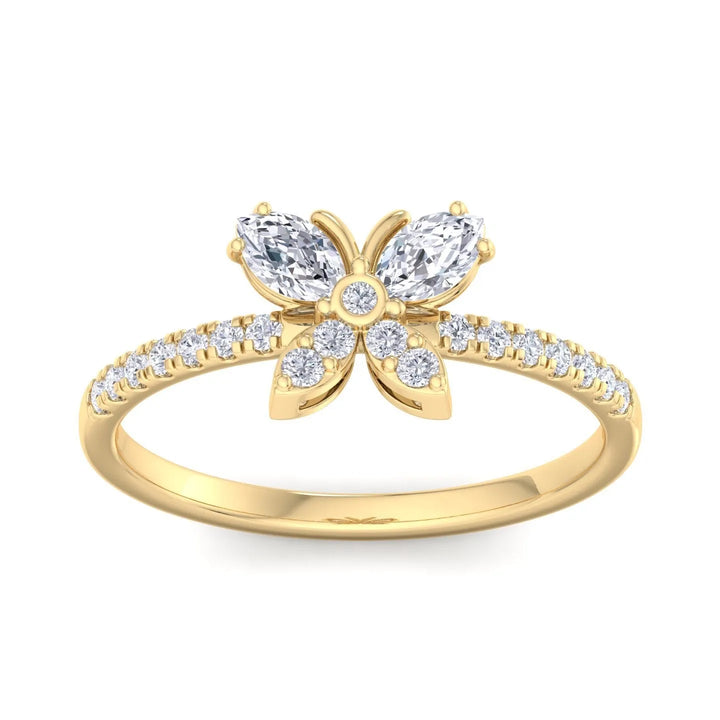 Timeless Elegance BUTTERFLY BIRTHDAY GOLD RING  – Heera One